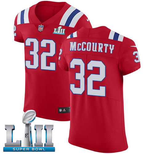 Nike Patriots #32 Devin McCourty Red Alternate Super Bowl LII Men's Stitched NFL Vapor Untouchable Elite Jersey - Click Image to Close